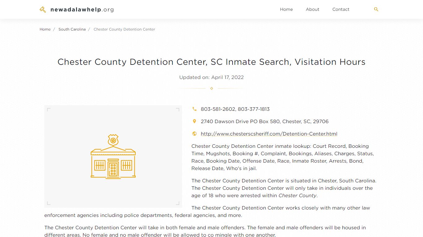 Chester County Detention Center, SC Inmate Search ...